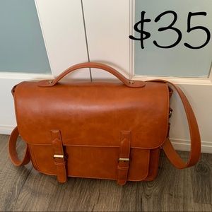 Vegan Leather Briefcase Messenger Bag